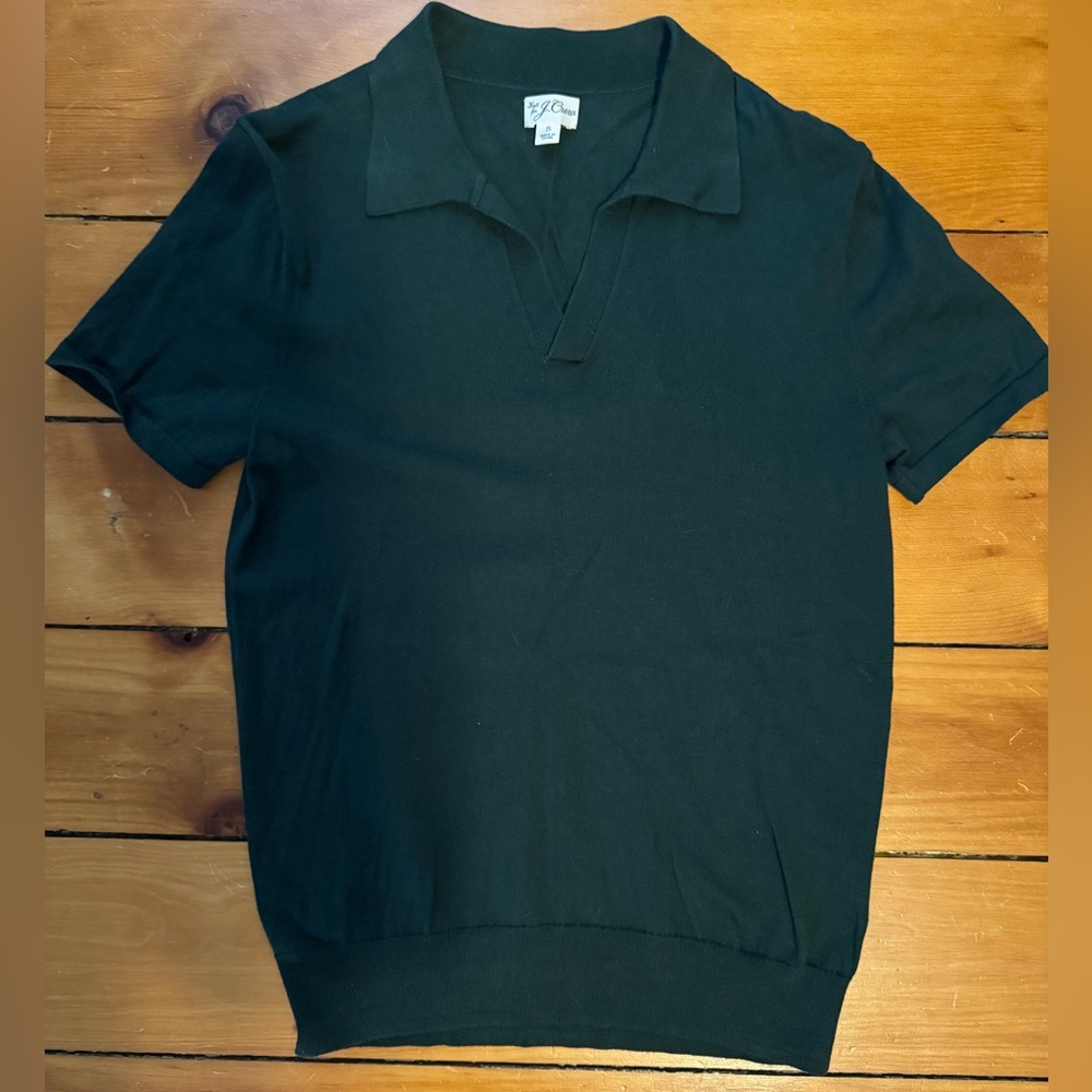 J. Crew Black Short-Sleeve Knit Polo